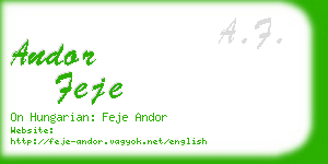 andor feje business card